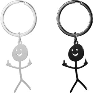 Nogeqi Ouligay Pack of 2 Middle Finger Key Chains Funny Middle Finger Gift for Men Women Small Christmas Gifts Funny Gifts Small for Couples Partner Friend