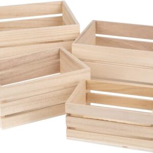 Ideen mit Herz 4 x Small Wooden Rectangular Crates – Various Sizes