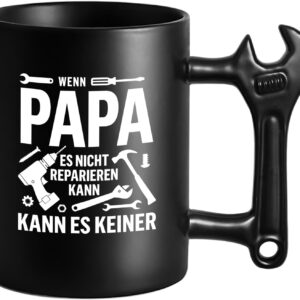 Dad Mug with Wrench Handle, Dad Gift for Men, If Dad Can't Repair Can Coffee Mug for Best Dad Birthday Gift Christmas Father's Day Gift for Dad