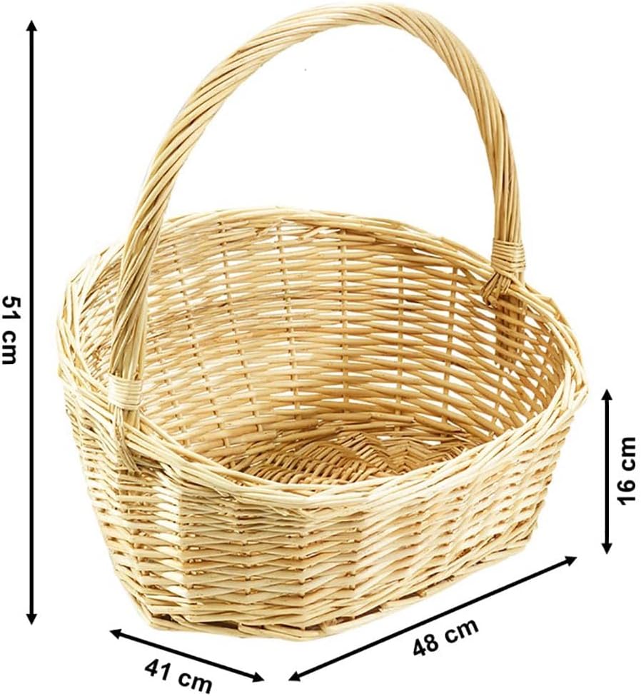 Kobolo Gift Basket / Gift Basket with Handle Made of Woven Willow - Size 3 48 x 41 x 16/51 cm – Bild 2