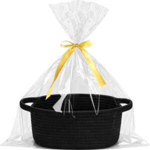 Gift Basket Empty Gift Basket Braided Baskets with Gift Bag & Ribbon Black Storage Basket Decoration for Gift Wrapping, Birthday, Wedding, Easter, Thanksgiving, Christmas