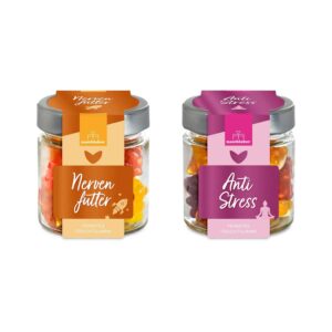 The Perfect Gift Against Stress – Nerve Food and Anti-Stress in a Double Pack | Gift for Exam and Start of School | Nerve Food | 240 g Gummy Bear Set