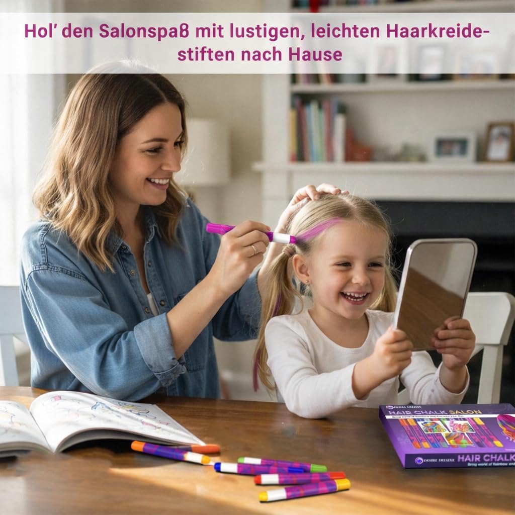 Desire Deluxe Hair Chalk Gifts for Girls, for Hair Dyeing Toy for Christmas, 10 Washable Hair Dye Pens for Fancy Dress, for Children Aged 3 4 5 6 7 8 9 11 Years – Bild 4