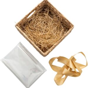 khevga Empty Gift Basket Set for Filling – Complete Set with Foil (100 x 100 cm), Wrapping Paper & Golden Gift Ribbon – Gift Basket for Mother’s Day, Birthday, Christmas & Easter, Gifts