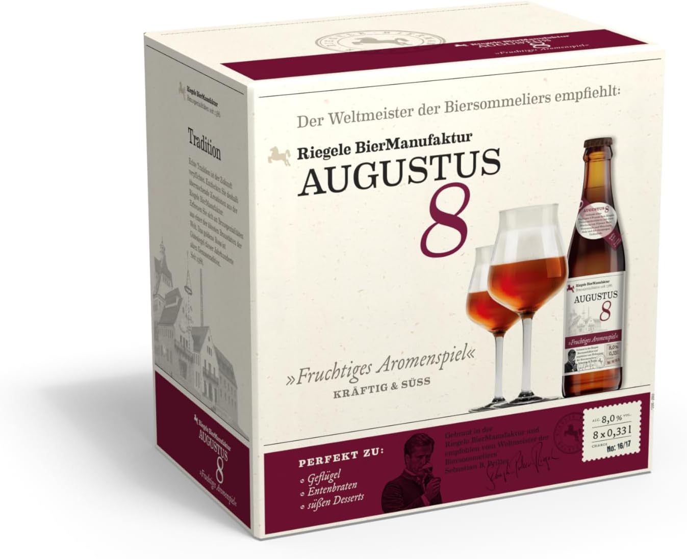 Riegele Augustus 8 Gift Box - Fruity Strong Beer, Craft Beer from Bavaria (8 x 0.33 L)