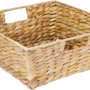 HMF Empty Gift Basket, Storage Basket Braided Made of Water Hyacinth, Rectangular, 30 x 30 x 12 cm
