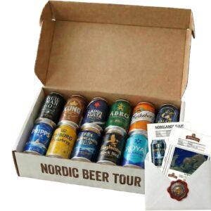Nohawa Nordic Beer Tour Beer Tasting Package 12 x 0.33 L - Scandinavian Beer Gift Set with 10 Solid + 2 Seasonal Varieties - Beer Gift Box from Denmark, Sweden, Finland