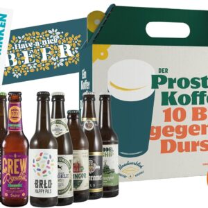Cheers Suitcase - Premium Beer Gift Package - 10 x 330 ml Craft Beer Bottle - Beer Gift for Men - Tasting at Home, Men's Handbag, Birthday Gift for Men, Father's Day Gift