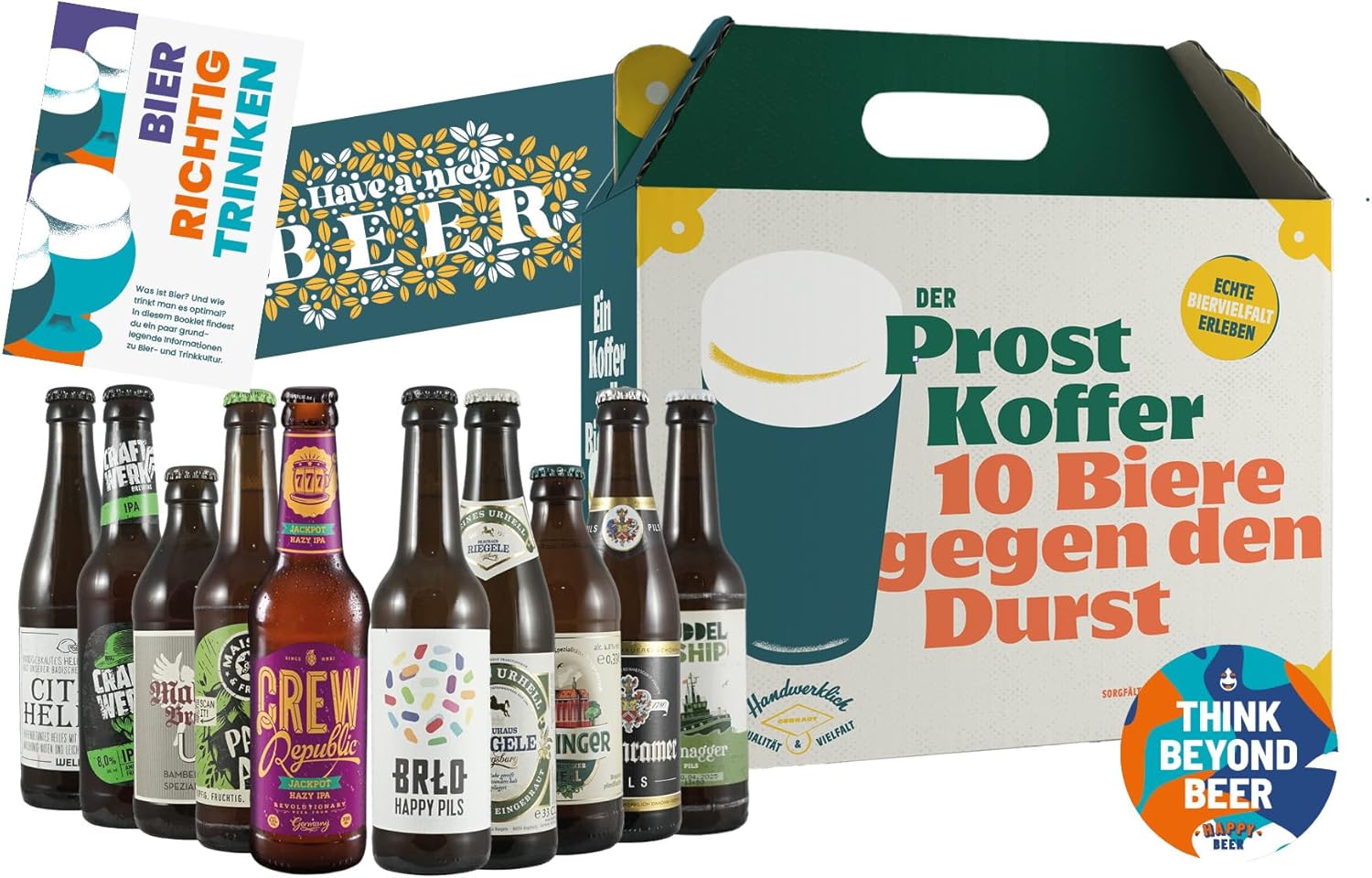 Cheers Suitcase - Premium Beer Gift Package - 10 x 330 ml Craft Beer Bottle - Beer Gift for Men - Tasting at Home, Men's Handbag, Birthday Gift for Men, Father's Day Gift