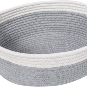 TIMEYARD Storage Basket, Braided Gift Basket, Empty, Toy Basket, Cotton Organiser Basket for Nappies, Towels, Snacks, Dog Toys, Easter Basket, 30 x 20 x 12 cm, Grey