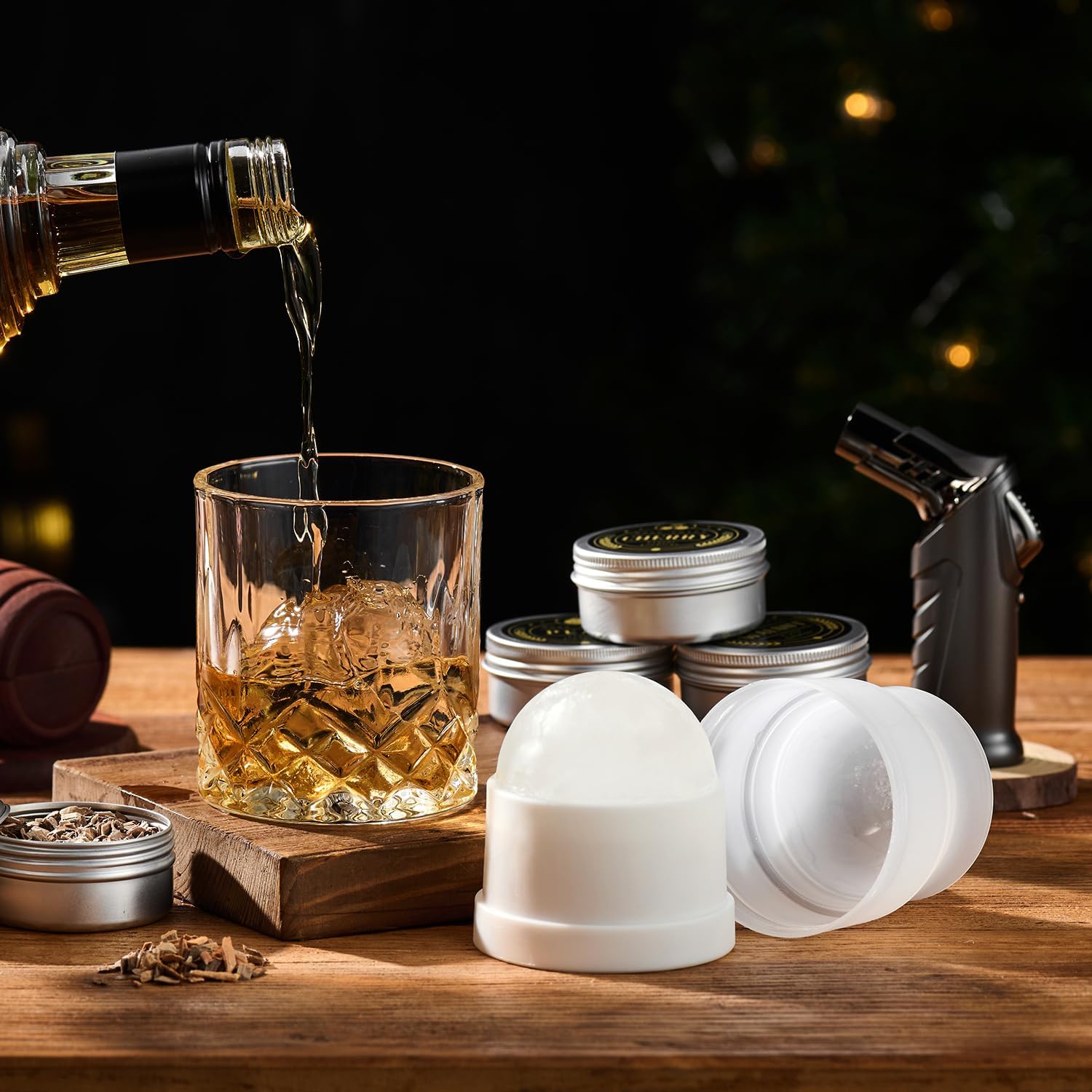 ComboJoy Whiskey Smoker Kit with Torch,6 Flavors Wood Chips, 2 Glasses, 2 Ice Ball Molds,Cocktail Smoker Infuser Kit, Old Fashioned Drink Smoker Kit, Husband , Boyfriend (Without Butan) – Bild 5