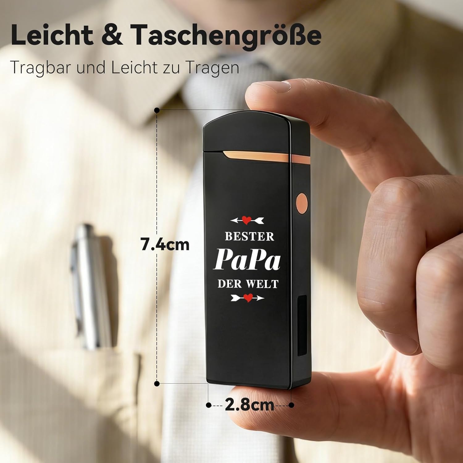 Coquimbo Father's Day Gift for Dad, Grandpa Lighter, Electric Lighter, Father's Day, Electric Arc Lighter, Windproof Lighter, USB Rechargeable with Battery Indicator, Dad Gift for Father's Day – Bild 9