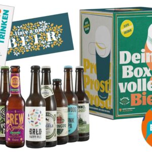 Deine Box voller Beers – Beer Set with 10 x 330 ml National and International Award-winning Craft Beer – The Perfect Beer Gift for Men and Women in Lovingly Designed Cardboard Father’s Day Gift
