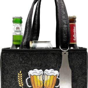 Longfair Funny Handbag Made of High-Quality Felt for 6 Bottles or Cans | Funny Tote Bag for Men and Women