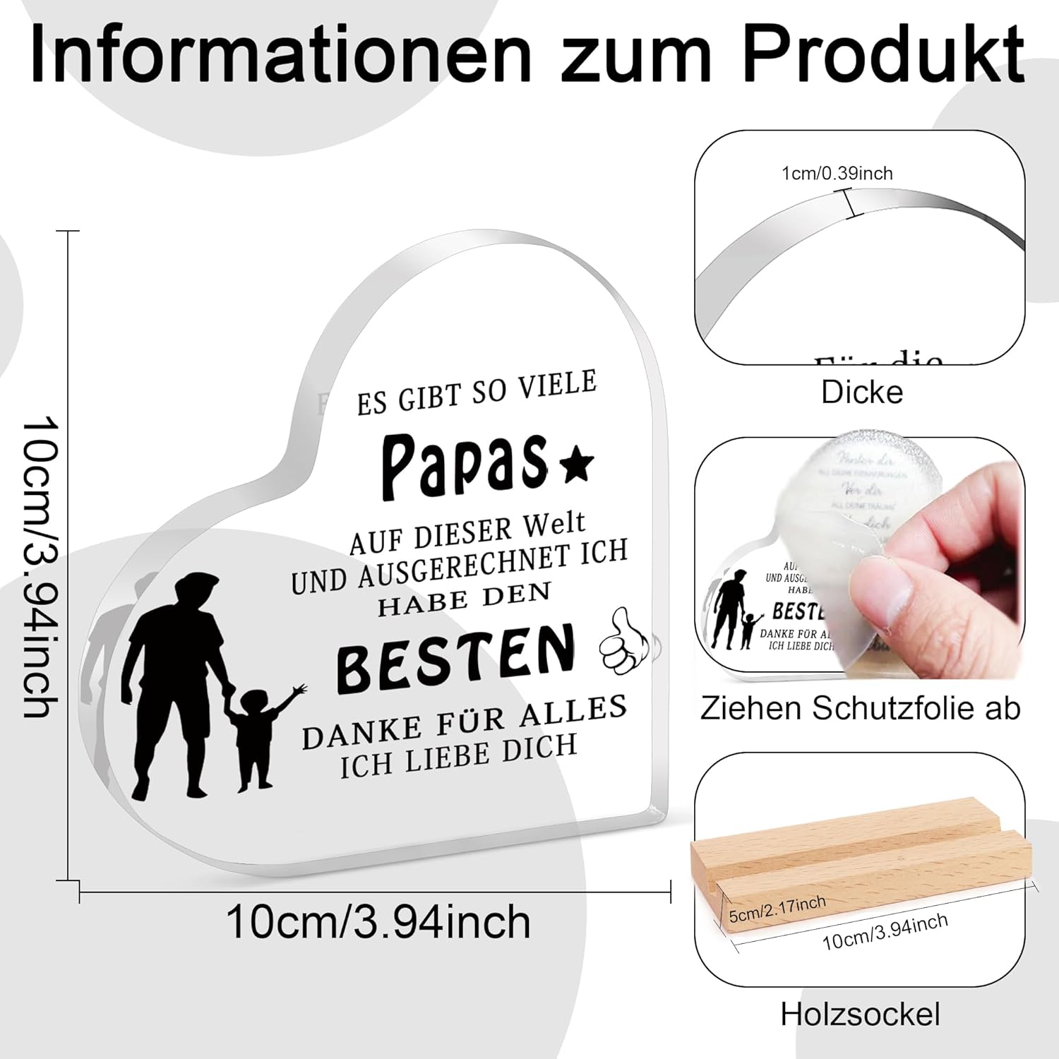 XIANNVXI Father's Day Gift Dad Gift, Birthday Gift for Dad, Gifts for Dad, Dad Gift from Daughter Son, Father's Day Gift, Best Dad Gifts, Father's Day Home Decoration Made of Acrylic – Bild 2