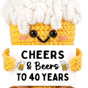 Juratar Funny 40th Birthday Gift: Beer Crochet Courage Gift for Men 40 Years Dad Husband Funny 40th Birthday Gift Idea Decoration & Lucky Charm