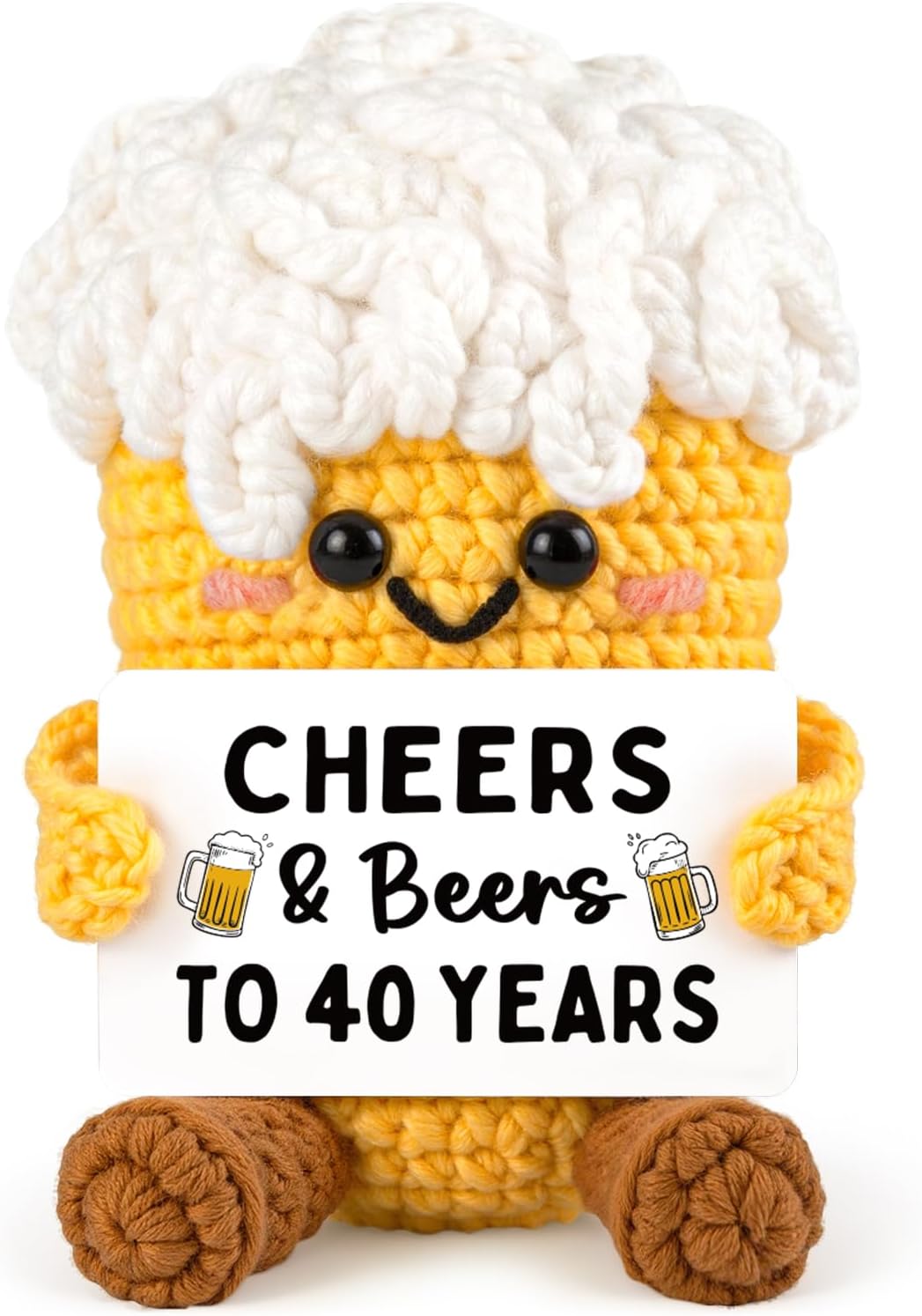 Juratar Funny 40th Birthday Gift: Beer Crochet Courage Gift for Men 40 Years Dad Husband Funny 40th Birthday Gift Idea Decoration & Lucky Charm