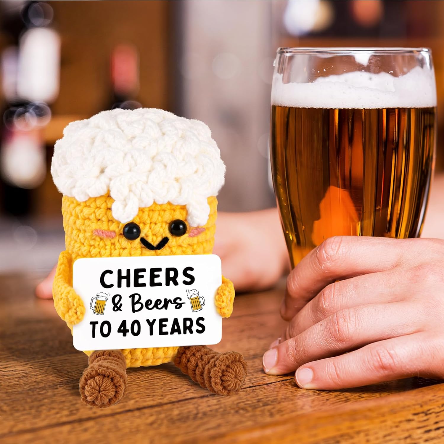 Juratar Funny 40th Birthday Gift: Beer Crochet Courage Gift for Men 40 Years Dad Husband Funny 40th Birthday Gift Idea Decoration & Lucky Charm – Bild 8