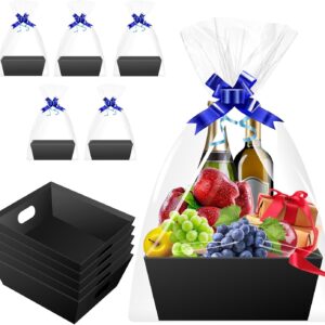 Gift Basket Empty Cardboard, Gift Baskets Empty Large – Christmas Gift Box – Gift Wrapping Box for Valentine’s Day Gifts [Pack of 5] Black