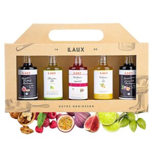 Laux Vinegar Oil Gift Set - 5 Varieties - Olive Oil, Walnut Oil, Balm & Aperitif - For Salads or Savoury Dishes - Cooking Box for Men and Women - Gift Idea for Mother's Day (5 x 40 ml)