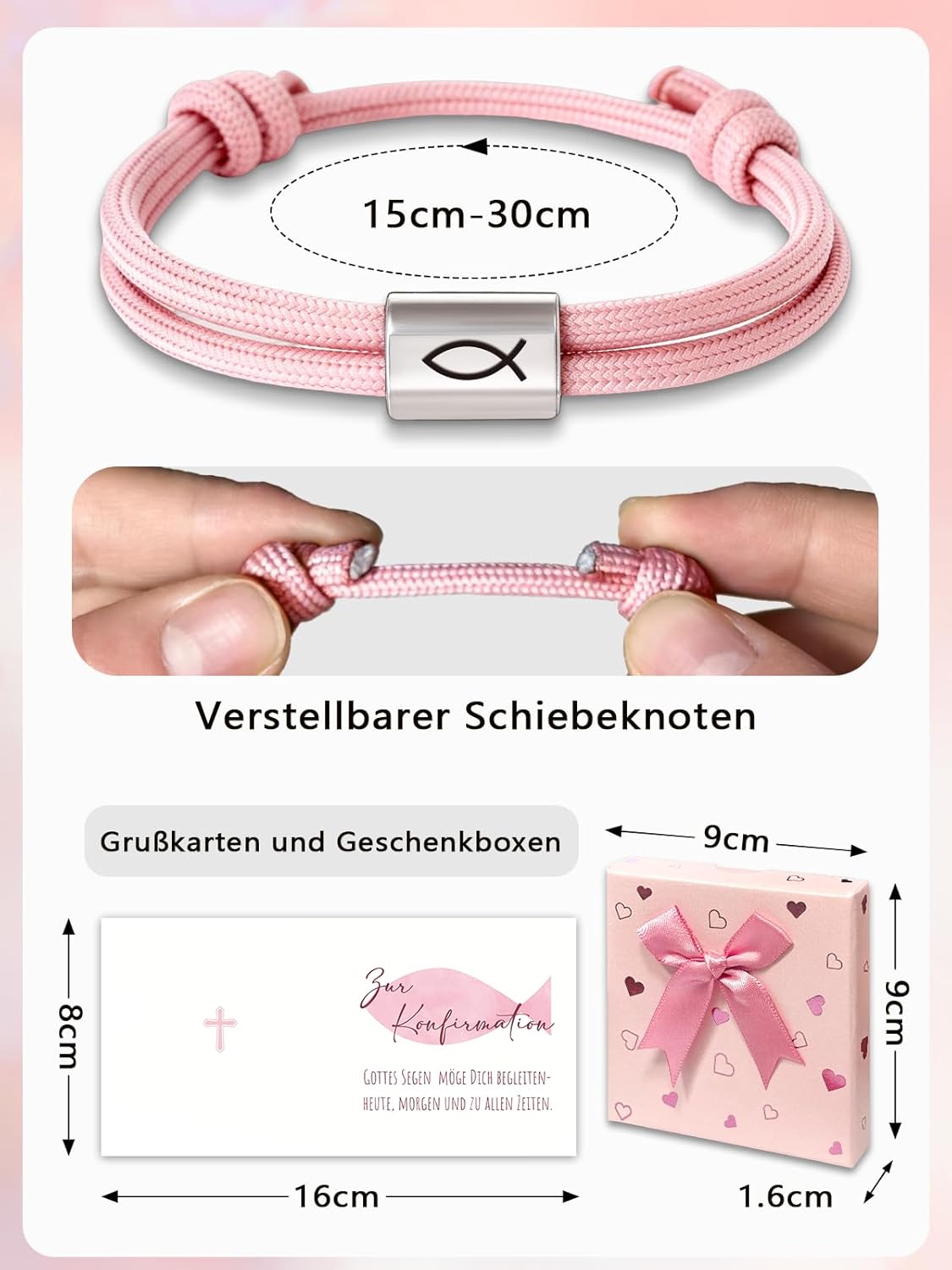 Confirmation Gifts for Boys and Girls, Ichthys Fish Symbol Bracelet with Gift Box & Greeting Card, Confirmation Bracelet, Confirmation Gift for Girls and Boys – Bild 2