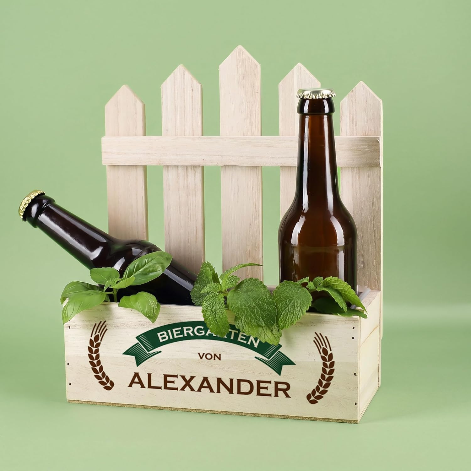 Herz & Heim Birthday Gift for Men - Wooden Box without Lid with Personalisation, Beer Garden Gift or Herb Garden Gift, 23 x 27 x 10.5 cm – Bild 8