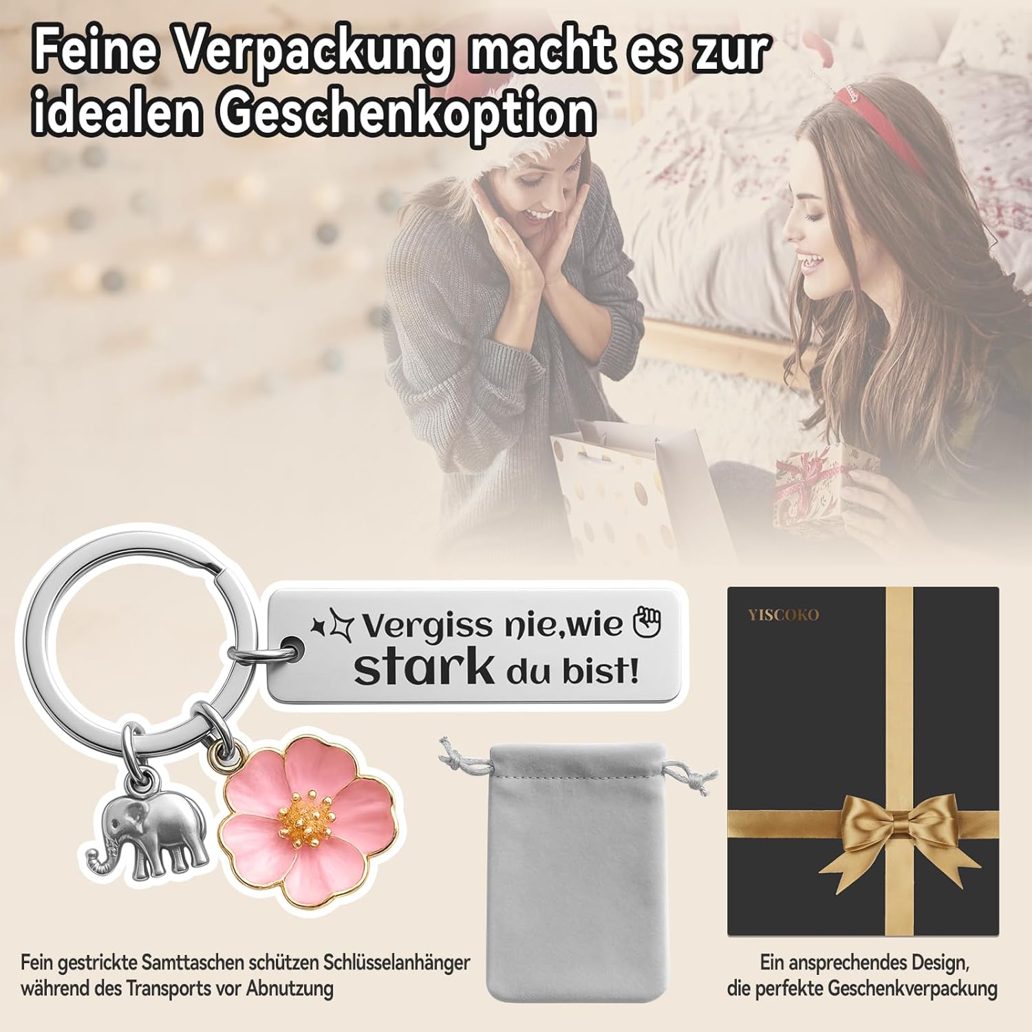 Gifts for Women Birthday Gift for Women Gift Keyring with Engraving Get Well Gifts Mum Sister Colleague Birthday Gift – Bild 3