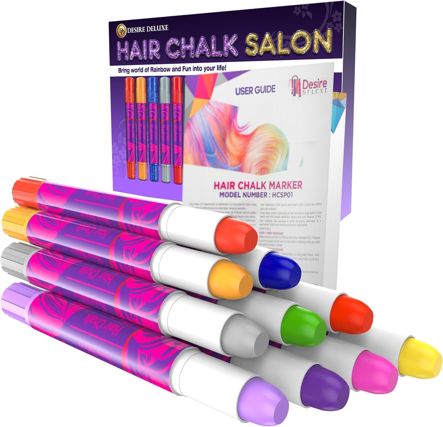 Desire Deluxe Hair Chalk Gifts for Girls, for Hair Dyeing Toy for Christmas, 10 Washable Hair Dye Pens for Fancy Dress, for Children Aged 3 4 5 6 7 8 9 11 Years – Bild 7