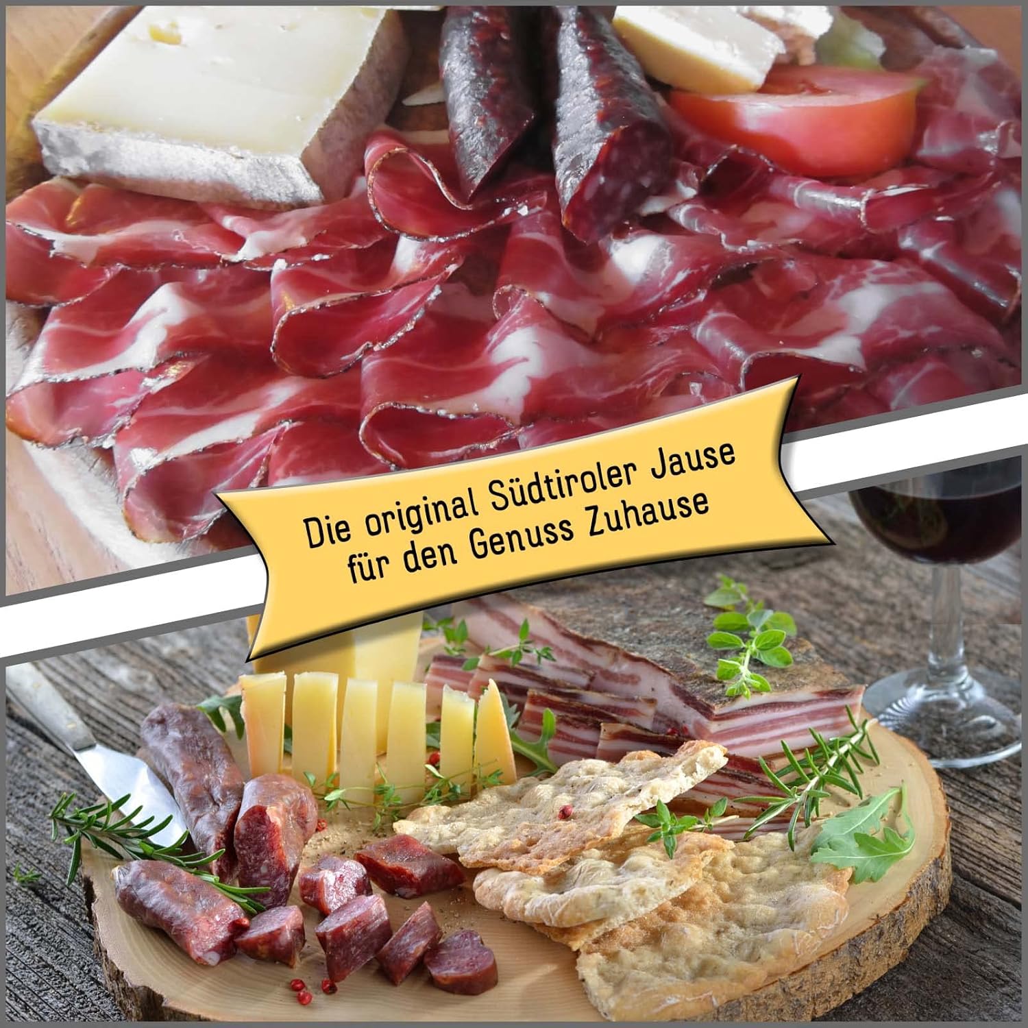 BAVAREGOLA Lunch Set - Gift Box with 3 South Tyrolean Specialities - Gift Basket Filled with Bacon, Cheese & Fireplace Roots by Viktor Kofler/Lana - Enjoyment Gift for Men and Women – Bild 3