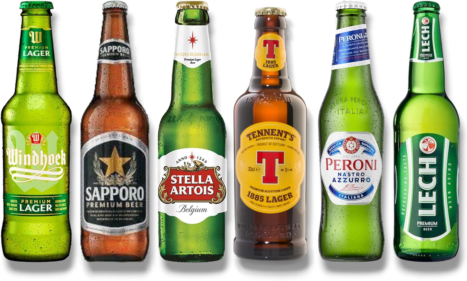 Premium Bier World Package Beer Tasting Gift Set Lager/Pils Mix Package Including Haus der Biere Berlin Beer Mats (6 Bottles)