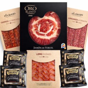 MARIA GOURMET – Gift Basket Tapas Evening Delicatessen Gift Set Gift Basket – Spanish Specialities – Delicatessen Gift Set Ham and Sausage Box1