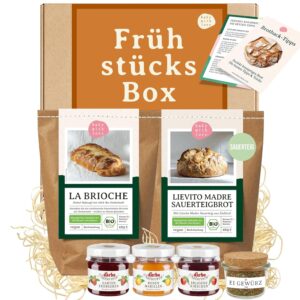 Breakfast Gift Basket – Delicatessen Gift Set with Bread Baking Mixes, Jam & Egg Spice – Gift for Lover, Friends & Colleagues – For Breakfast & Brunch – Bake with Love