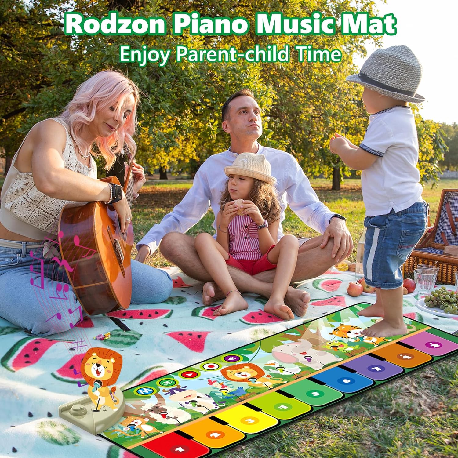 Rodzon 63301 Baby Toy from 1 Year, Music Mat Children 19 Songs 10 Animals, Children's Toy from 1 2 3 Years Piano Mat Gift Girls Boys Christmas Birthday – Bild 6