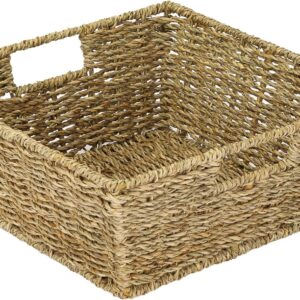 HMF Empty Gift Basket, Storage Basket, Braided Seagrass, Rectangular, 30 x 30 x 12 cm