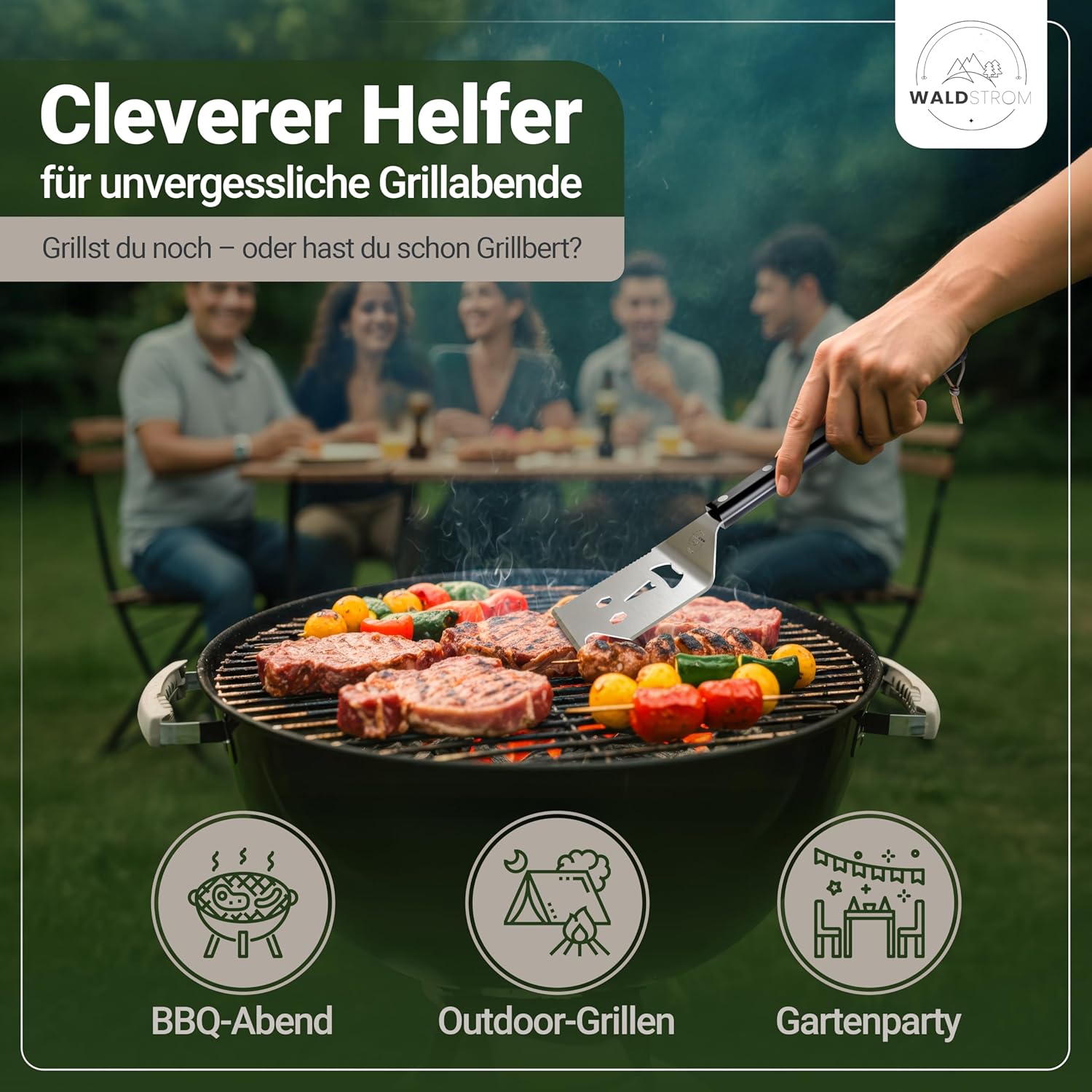 6-in-1 Barbecue Spatula Multitool I Grill Accessory Set with Grill Apron - Ideal BBQ Gift for Men I Birthday Gift for Men – Bild 4