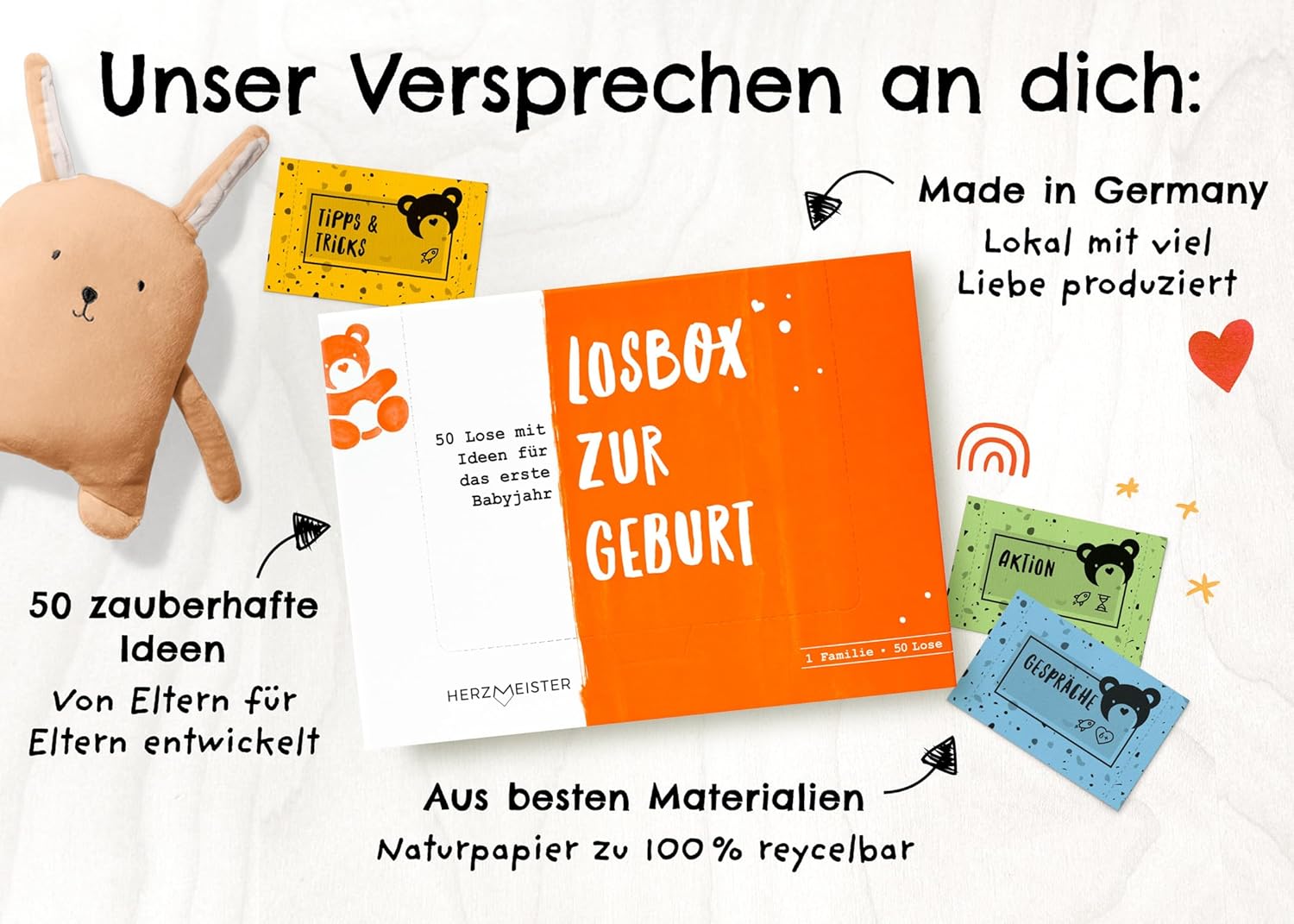 Losbox for Birth – The Birth Gift for Mum, Dad & Baby, 50 Lots with Wonderful Ideas for the First Year, Gift for Birth for Girls and Boys and Gift Idea for Expecting Parents – Bild 7