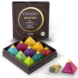 Creano Premium Organic Herbal Tea Gift Set „Organic Herbal Tea“ – 9 Pyramid Tea Bags in 9 Different Varieties – 22.5 g – 2024