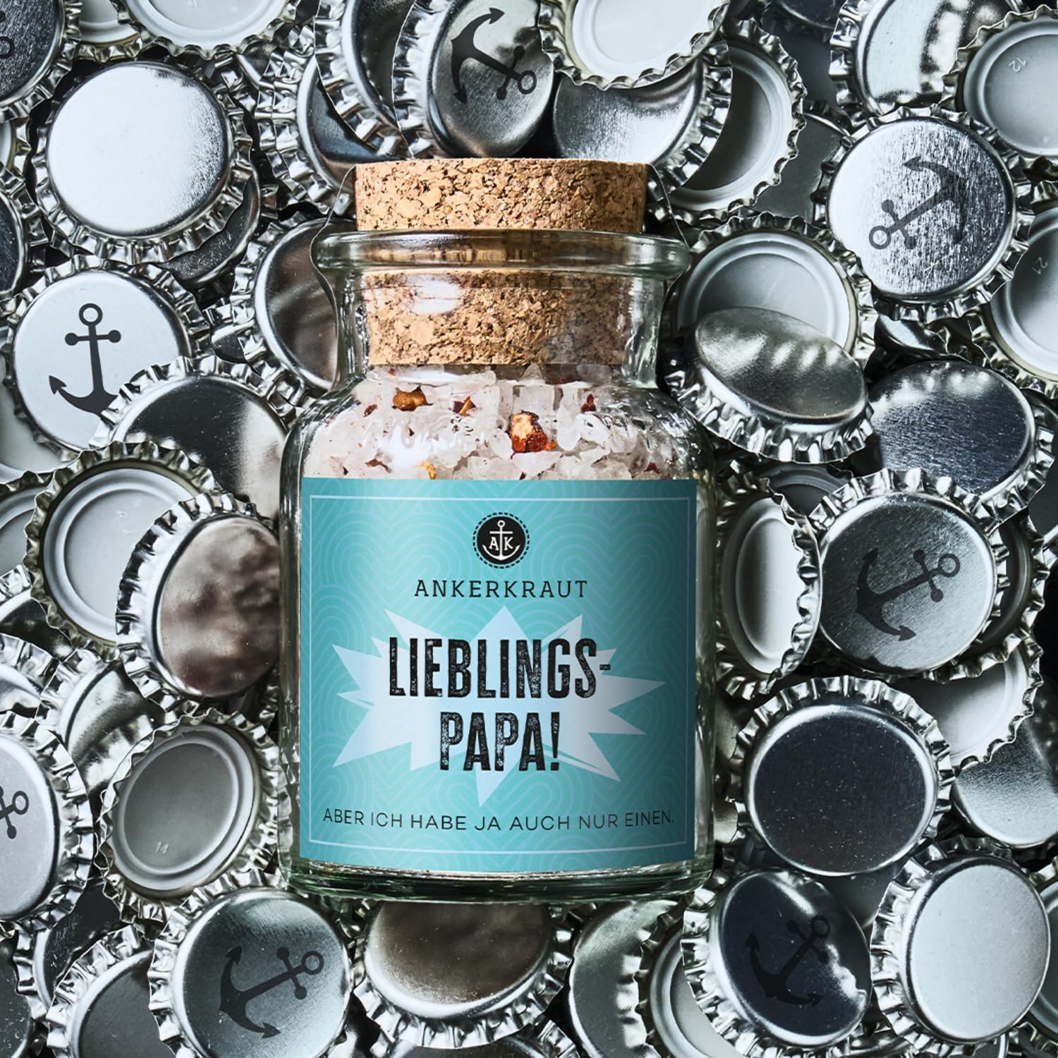 Ankerkraut Lieblingspapa Spice, Sea Salt with Chili and Pepper for Seasoning Your Dishes, Pasta, Potatoes & Co with Aroma, Gift for Father's Day, 150 g in Cork Jar – Bild 4