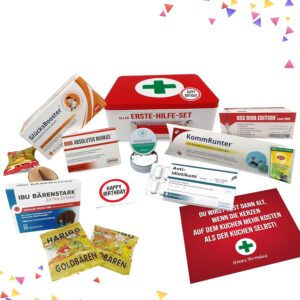 Longfair Birthday Gift | First Aid Set Gift Box, Funny Sanitary Box | 9 Pieces | Joke Item for Birthday (DE)