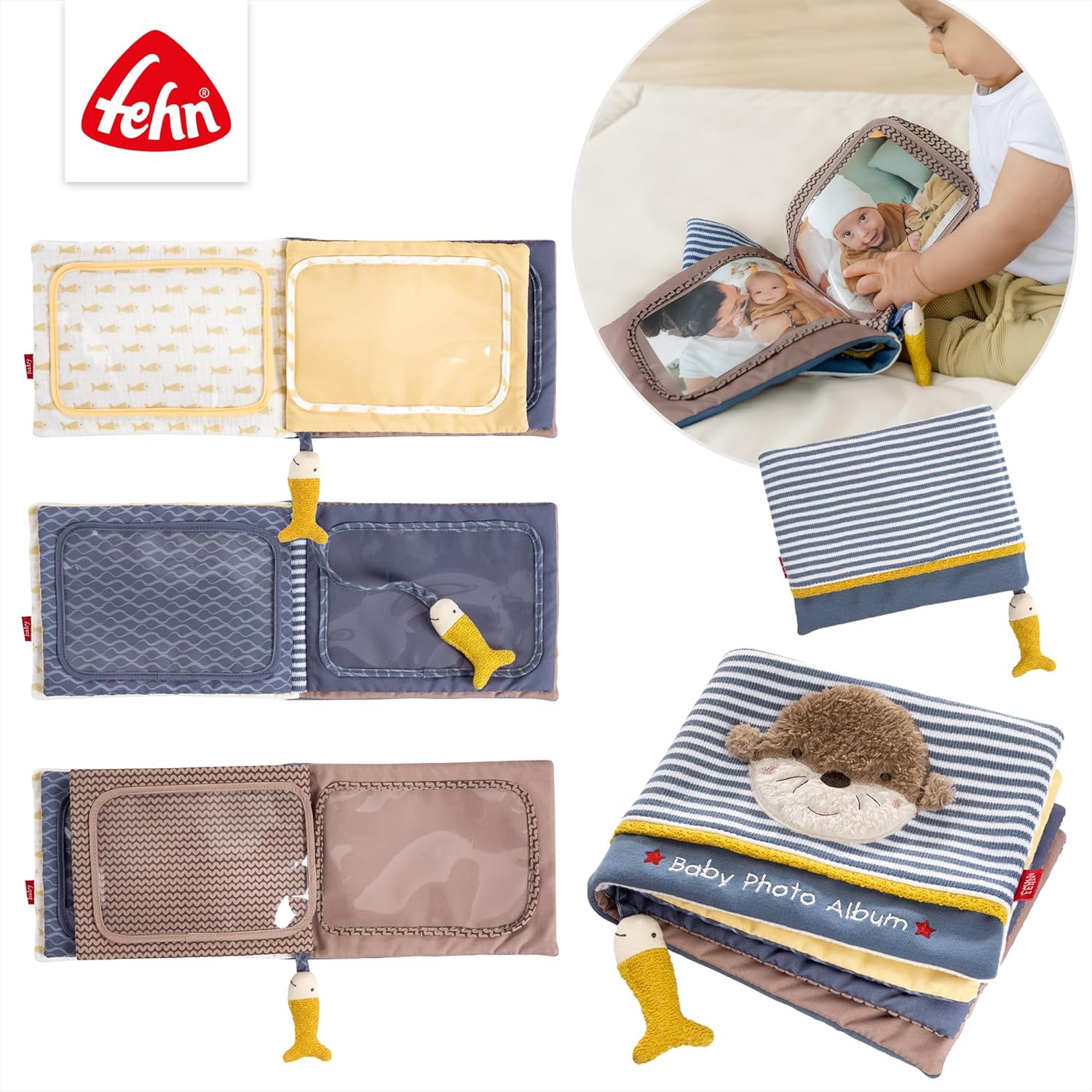 Fehn Otter Photo Album – Discover, Research, Feeling: Playfully Remember Faces and Learn Names with the Fabric Photo Album, for Babies and Toddlers from 0+ Months – Bild 3