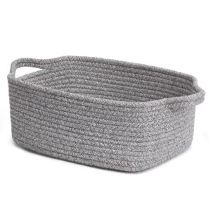 TIMEYARD Storage Basket, Gift Basket, Empty, Cotton Organiser Basket for Towels, Snacks, Dog Toys, Basket for Blankets, Basket for Shelf, Living Room, Children’s Room, 33 x 25 x 12 cm, Grey