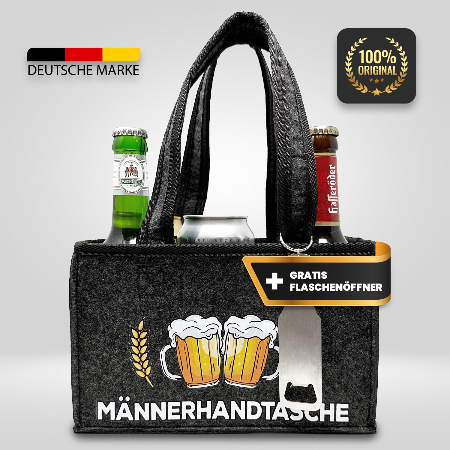 Longfair Funny Handbag Made of High-Quality Felt for 6 Bottles or Cans | Funny Tote Bag for Men and Women – Bild 2