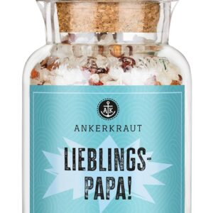 Ankerkraut Lieblingspapa Spice, Sea Salt with Chili and Pepper for Seasoning Your Dishes, Pasta, Potatoes & Co with Aroma, Gift for Father's Day, 150 g in Cork Jar