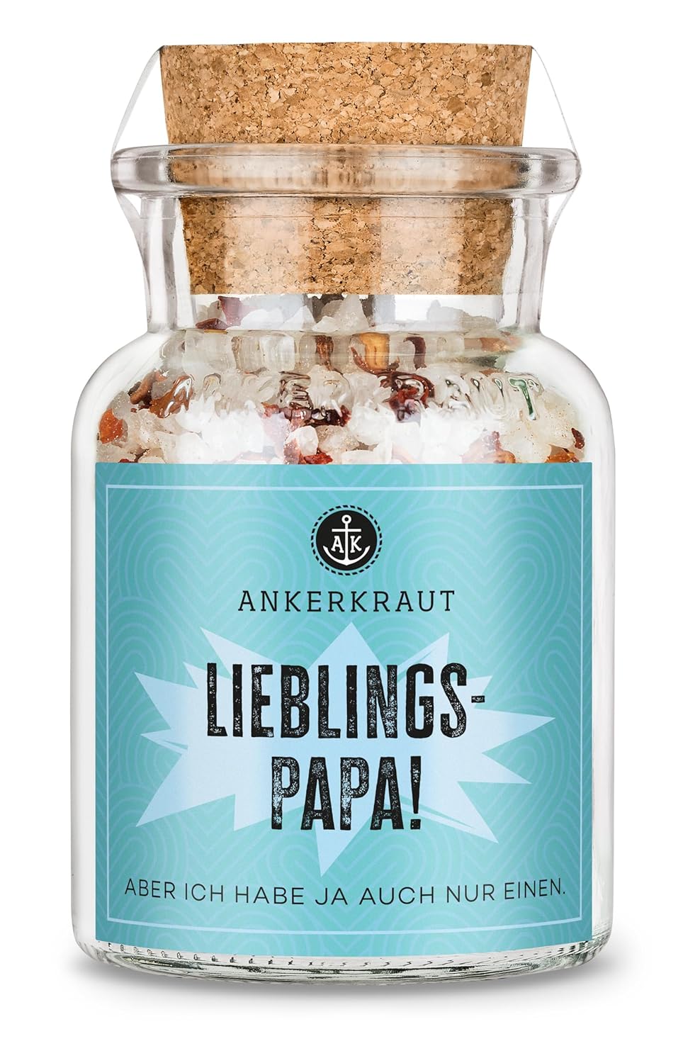 Ankerkraut Lieblingspapa Spice, Sea Salt with Chili and Pepper for Seasoning Your Dishes, Pasta, Potatoes & Co with Aroma, Gift for Father's Day, 150 g in Cork Jar
