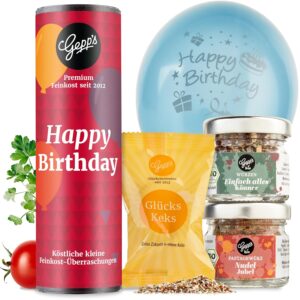 Gepp’s Delicatessen Small Gift Set Happy Birthday – Gift Filled with Delicacies – Birthday Gift and Souvenir for Adults – Small Gift Idea with Gourmet Products