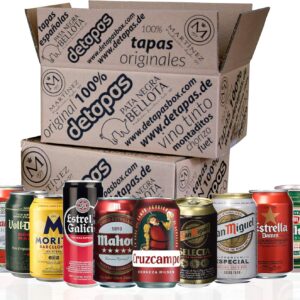 Spanish Beer Gifts, 10 Cans 330 ml, San Miguel, Cruz Campo, Estrella Galicia, Mahou