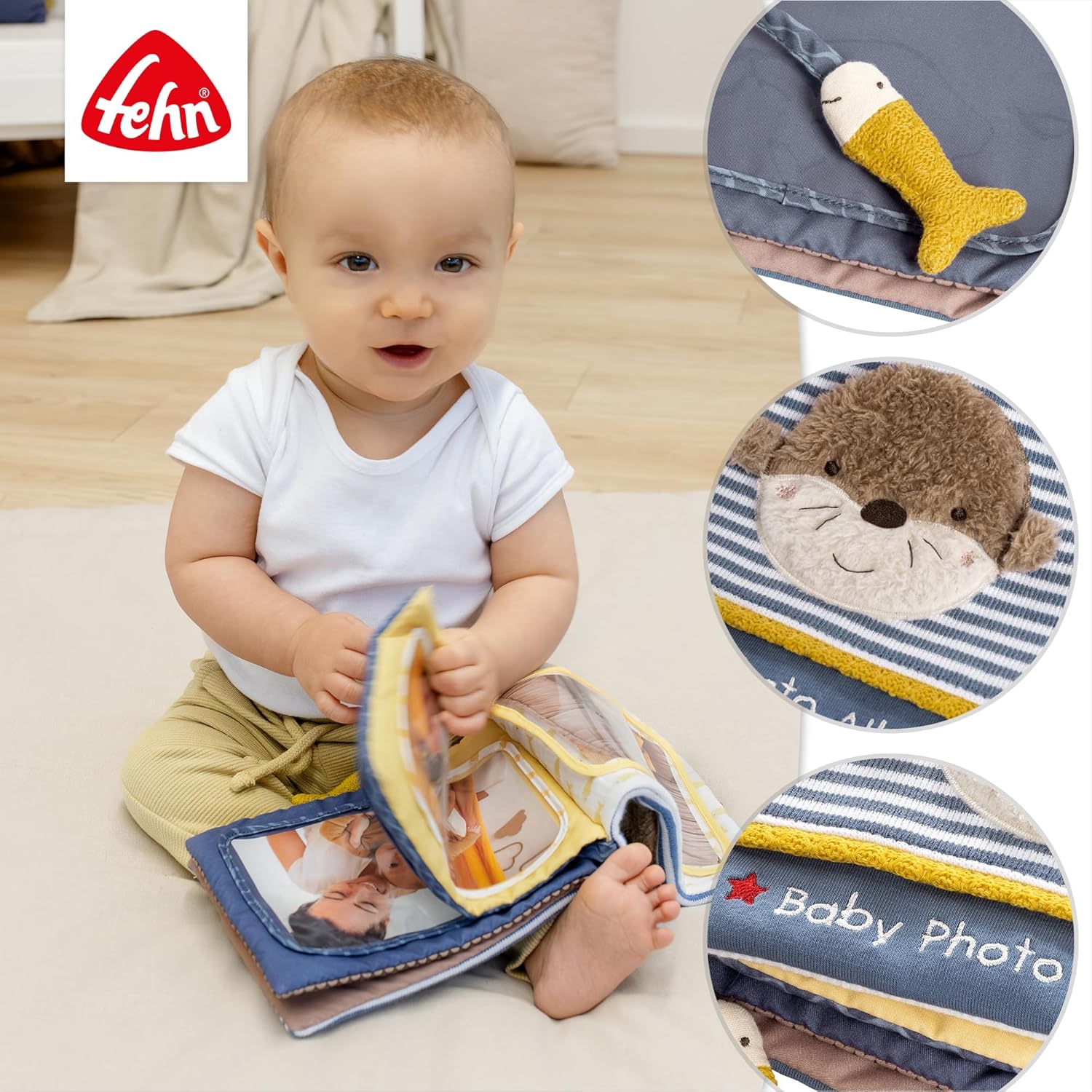 Fehn Otter Photo Album – Discover, Research, Feeling: Playfully Remember Faces and Learn Names with the Fabric Photo Album, for Babies and Toddlers from 0+ Months – Bild 5