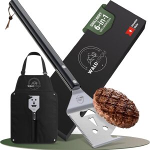 6-in-1 Barbecue Spatula Multitool I Grill Accessory Set with Grill Apron – Ideal BBQ Gift for Men I Birthday Gift for Men
