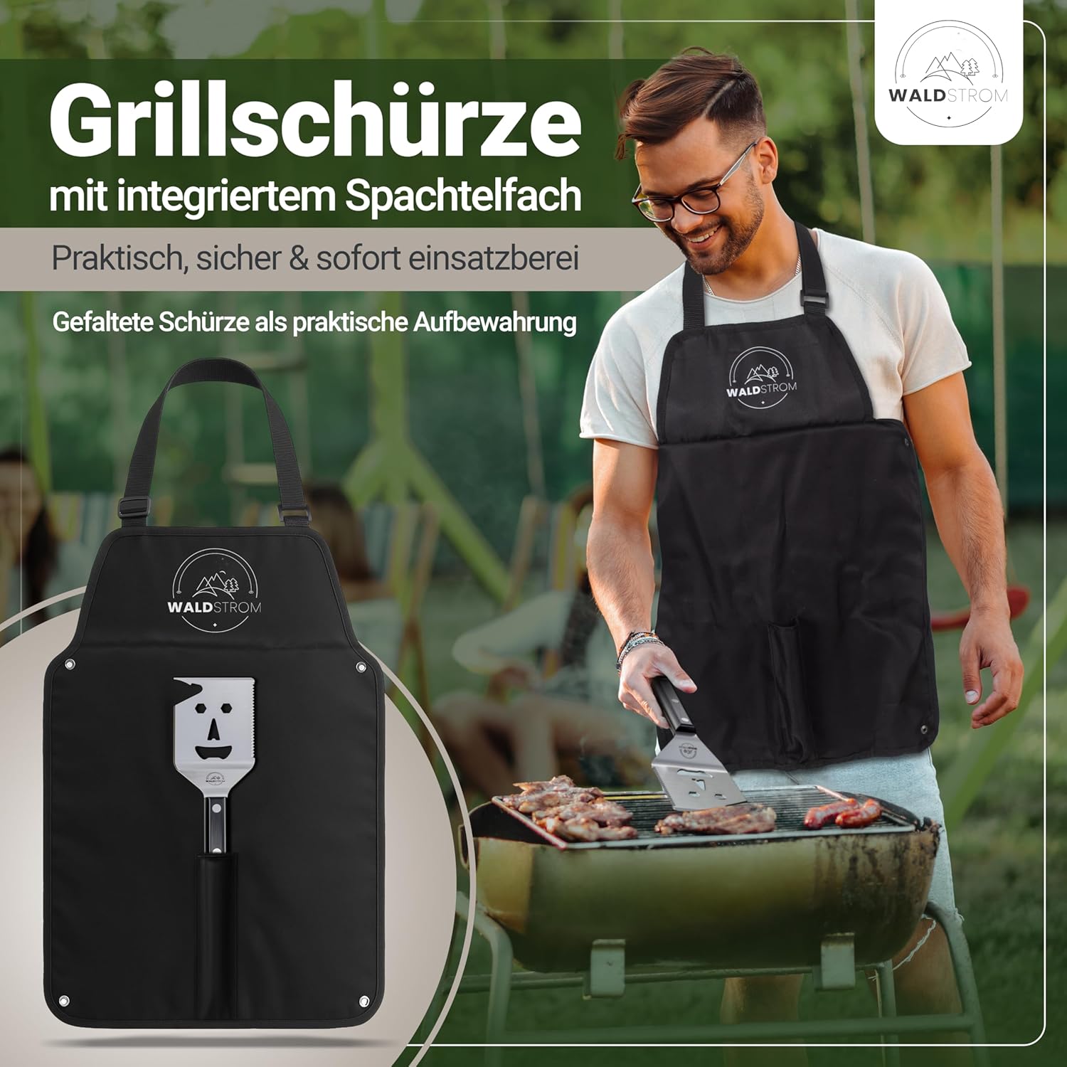 6-in-1 Barbecue Spatula Multitool I Grill Accessory Set with Grill Apron - Ideal BBQ Gift for Men I Birthday Gift for Men – Bild 7