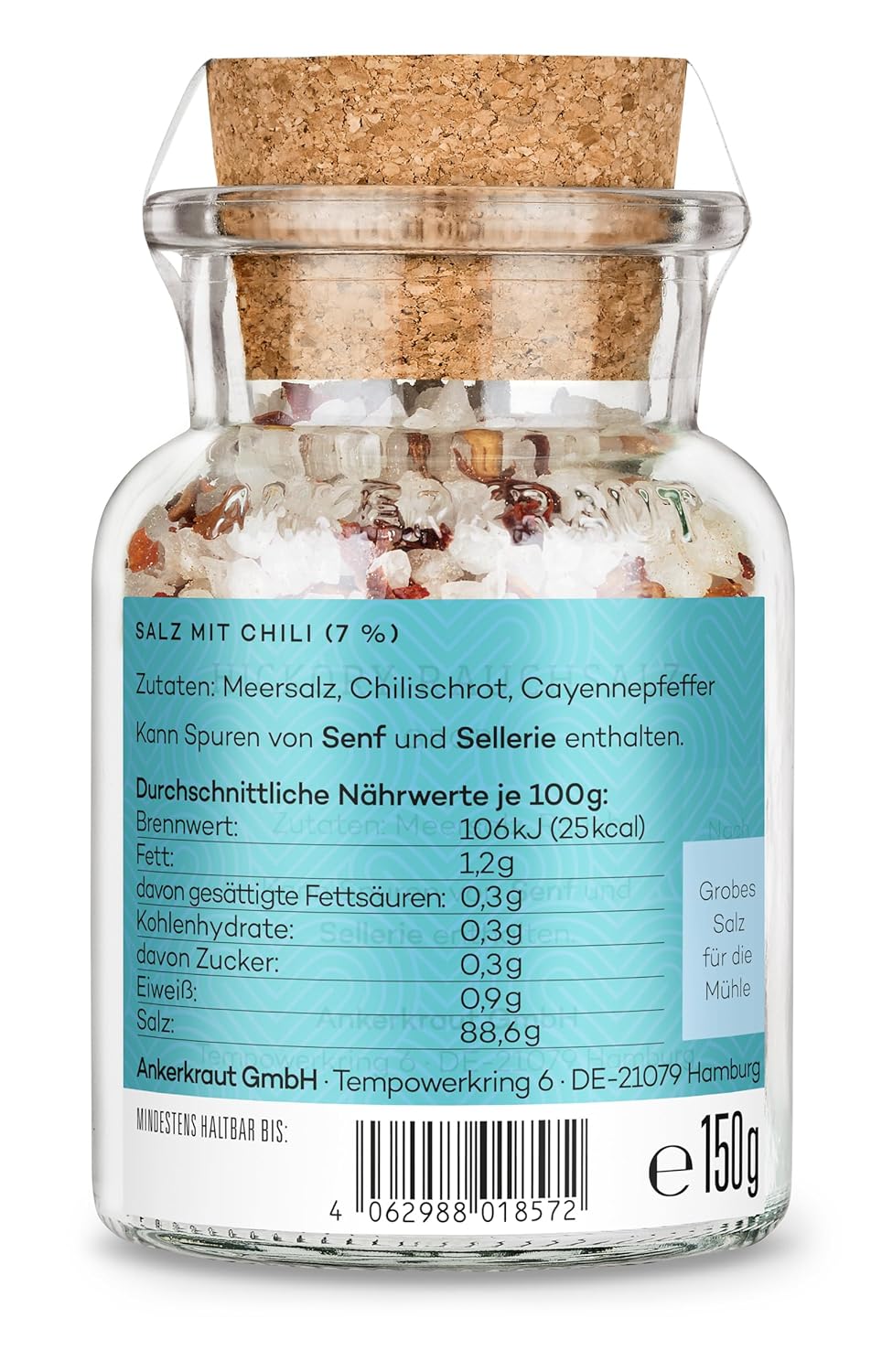Ankerkraut Lieblingspapa Spice, Sea Salt with Chili and Pepper for Seasoning Your Dishes, Pasta, Potatoes & Co with Aroma, Gift for Father's Day, 150 g in Cork Jar – Bild 3